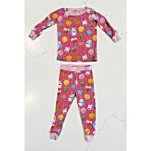 LITTLE SLEEPIES Girls 12-18 Months Pajama Set Milk and Cookies Bamboo Viscose
